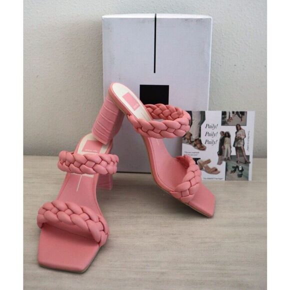 Dolce Vita Women's Sz 8.5M Rose Pink PU Leather Paily Heeled Sandals - Picture 1 of 12